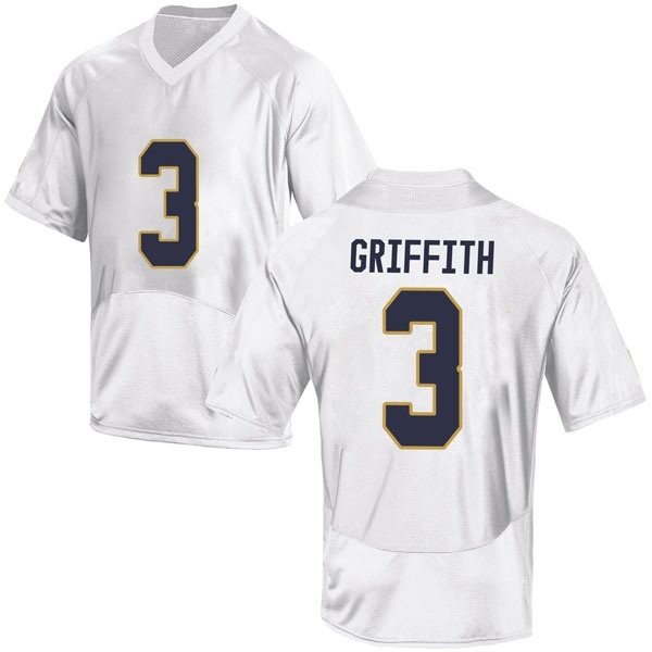 Houston Griffith Notre Dame Fighting Irish NCAA Youth #3 White Replica College Stitched Football Jersey JVG5055PQ